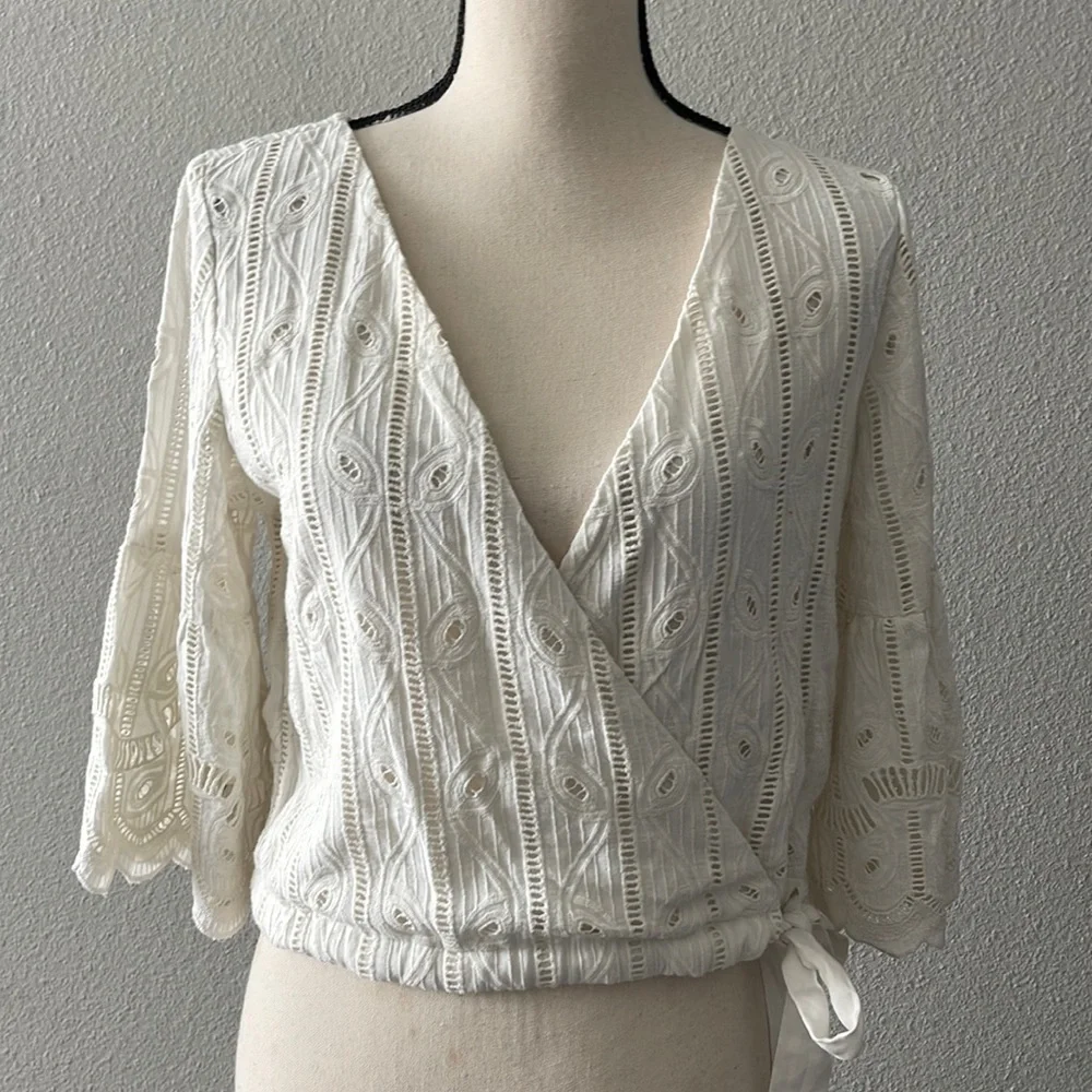 Tularosa Eyelet Wrapped Blouse